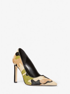 Michael Kors Amara Camouflage Print Calf Hair Stiletter Dame Olivengrøn | DKCTB1733