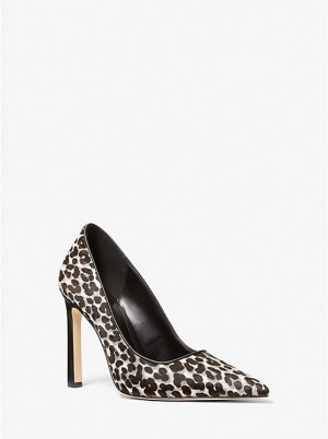 Michael Kors Amara Leopard Print Calf Hair Stiletter Dame Sort | DKBEM1735