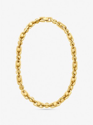 Michael Kors Astor Large Precious Metal-Plated Brass Link Halskæde Dame Guld | DKRVT1552