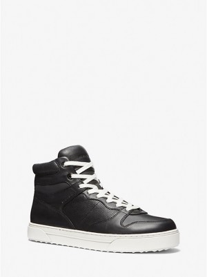 Michael Kors Barett Leather High-Top Sneakers Herre Sort | DKLIH2265