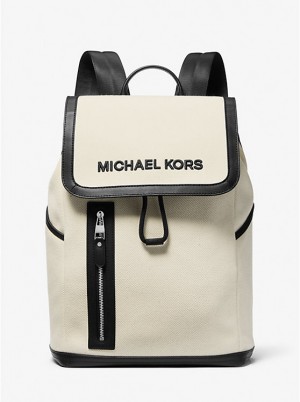 Michael Kors Brooklyn Cotton Canvas Rygsæk Herre NATURAL | DKJPT2092