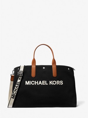 Michael Kors Brooklyn Oversized Cotton Canvas Tote Kuffert Herre Sort | DKYXL2133