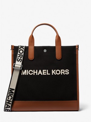 Michael Kors Brooklyn Slim Cotton Canvas Tote Kuffert Herre Sort | DKILX2135