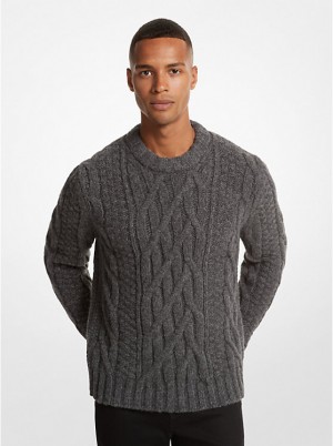 Michael Kors Cable Alpaca Blend Sweater Herre ASH | DKOKK2240