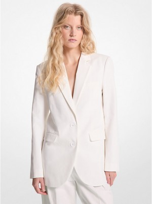 Michael Kors Cotton Blend Twill Blazer Jakke Dame Hvide | DKUZV1354