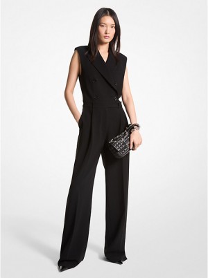 Michael Kors Crepe Double-Breasted Jumpsuit Kjole Dame Sort | DKPJO1286