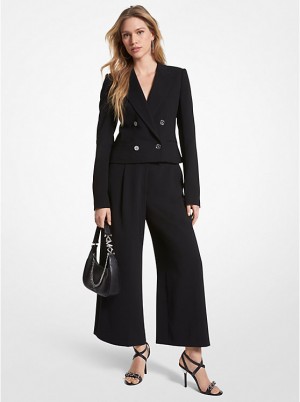 Michael Kors Cropped Crepe Blazer Jakke Dame Sort | DKFDE1361