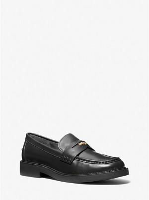 Michael Kors Eden Leather Loafers Dame Sort | DKYXB1706