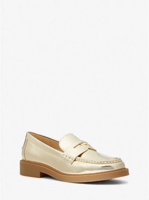 Michael Kors Eden Metallic Leather Loafers Dame Guld | DKTCN1707