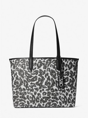 Michael Kors Eliza Extra-Large Leopard Logo Mulepose Dame Sort | DKRVB1247