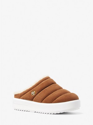 Michael Kors Emmett Quilted Suede Mule Sneakers Dame LUGGAGE | DKOKQ1980