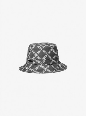 Michael Kors Empire Logo Jacquard Bucket Hat Dame BLACK/WHITE | DKXYB1004