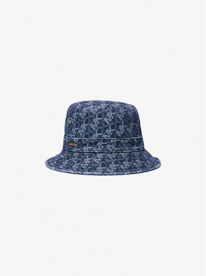 Michael Kors Empire Logo Jacquard Denim Bucket Hat Dame RINSE | DKCTN1005