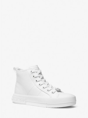 Michael Kors Evy Leather High-Top Sneakers Dame Hvide | DKDFT1984