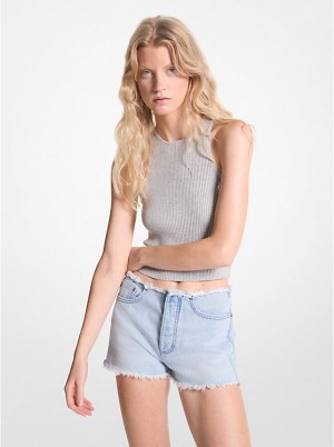 Michael Kors Frayed Denim Shorts Dame Blå Lyseblå | DKQMS1451