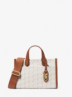 Michael Kors Gigi Small Empire Signature Logo Messenger Taske Dame VANILLA/LUGGAGE | DKXYK1160