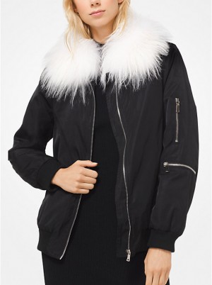 Michael Kors Goat Hair Collar Bomber Jakke Dame Sort | DKZUC1380