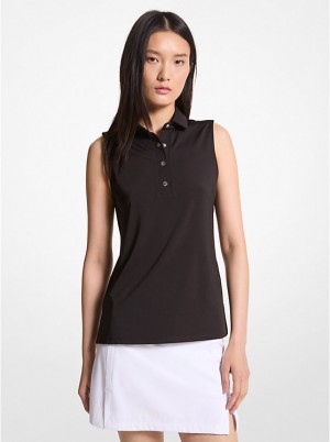 Michael Kors Golf Tech Performance Sleeveless Poloshirt Dame Sort | DKGSM1466