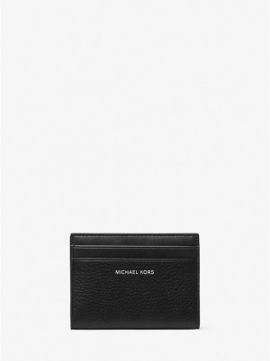 Michael Kors Hudson Pebbled Leather Bifold Pung Herre Sort | DKHAV2164