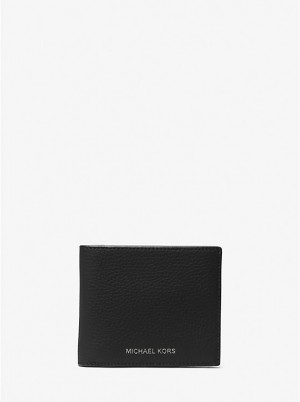 Michael Kors Hudson Pebbled Leather Billfold Pung Herre Sort | DKGSB2165