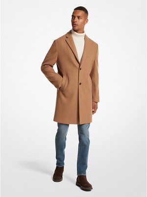 Michael Kors Kensington Woven Coat Jakke Herre CAMEL | DKOKZ2188