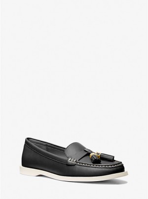 Michael Kors Kiernan Leather Loafers Dame Sort | DKEBM1709