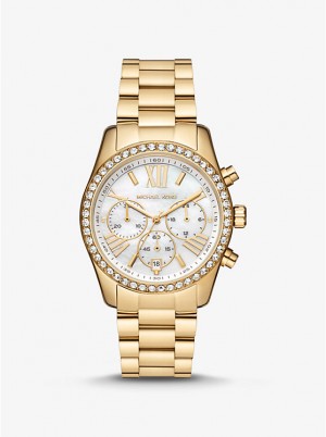 Michael Kors Lexington Pavé Gold-Tone Ur Dame Guld | DKJPJ1591