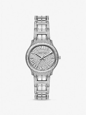 Michael Kors Limited-Edition Mini Sage Pavé Silver-Tone Ur Dame Sølv | DKFDZ1594