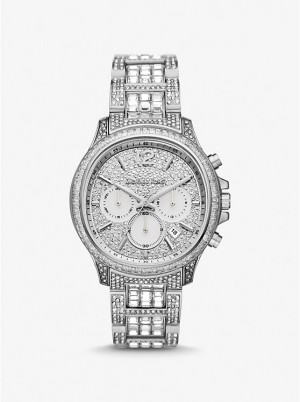 Michael Kors Limited-Edition Oversized Sage Pavé Silver-Tone Ur Dame Sølv | DKDFX1595