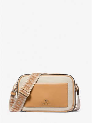 Michael Kors Maeve Large Canvas and Smooth Crossbody Taske Dame PALE PEANUT | DKNWB1112