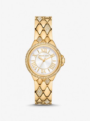 Michael Kors Mini Camille Pavé Gold-Tone Ur Dame Guld | DKAHV1597