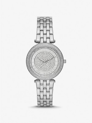 Michael Kors Mini Darci Pavé Silver-Tone Ur Dame Sølv | DKTCW1603