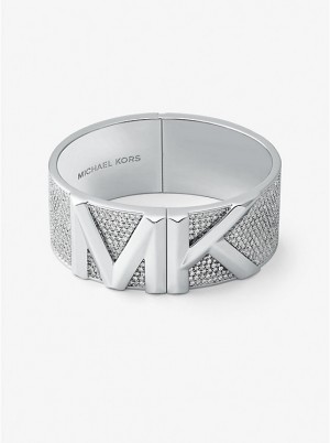 Michael Kors Mott Precious Metal-Plated Brass Pavé Armring Dame Sølv | DKILE1496