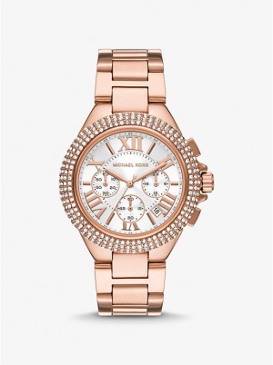 Michael Kors Oversized Camille Pavé Rose Gold-Tone Ur Dame Lyserød Guld | DKAHJ1618