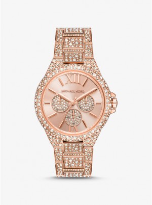 Michael Kors Oversized Camille Pavé Rose Gold-Tone Ur Dame Lyserød Guld | DKDKK1619