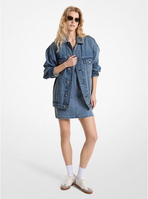 Michael Kors Oversized Denim Jakke Dame Blå Lyseblå | DKRVA1396