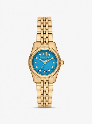 Michael Kors Petite Lexington Pavé Gold-Tone Ur Dame Turkis | DKOKV1651