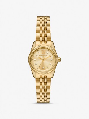 Michael Kors Petite Lexington Pavé Gold-Tone Ur Dame Guld | DKILB1652