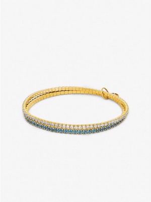 Michael Kors Precious Metal-Plated Brass Double Wrap Tennis Armbånd Dame Turkis | DKXYR1524