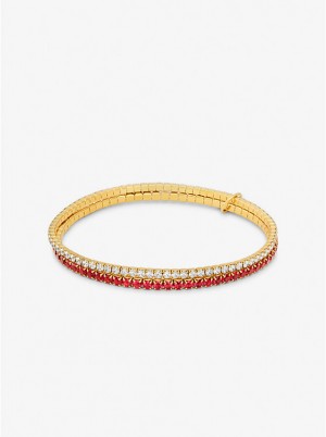 Michael Kors Precious Metal-Plated Brass Two-Tone Double Wrap Tennis Armbånd Dame Koral | DKMQO1529