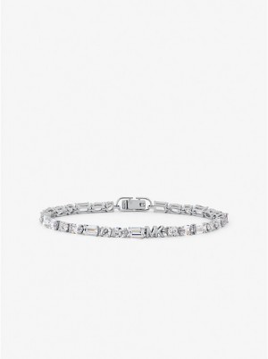 Michael Kors Precious Metal-Plated Sterling Silver Cubic Zirconia Tennis Armbånd Dame Sølv | DKBES1532