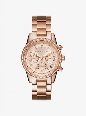 Michael Kors Ritz Rose Gold-Tone Ur Dame Lyserød Guld | DKWNE1658