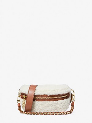 Michael Kors Slater Extra-Small Shearling Sling Pack Crossbody Taske Dame NATURAL/LUGGAGE | DKUZK1133