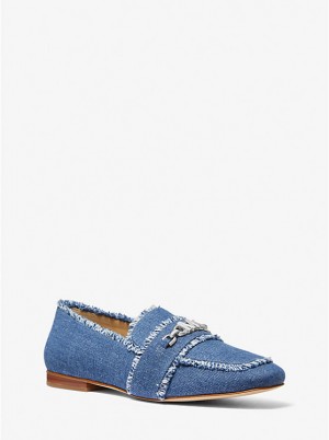 Michael Kors Tiffanie Frayed Denim Loafers Dame DENIM | DKRVY1715